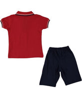 Compleu vara baieti, tricou si pantaloni scurti, Lupita, bumbac, rosu